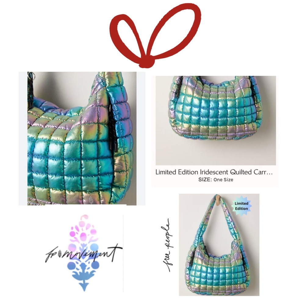 FREE PEOPLE MOVEMENT LIMITED EDITION IRIDESCENT Quilted Carryall Bag Nebula